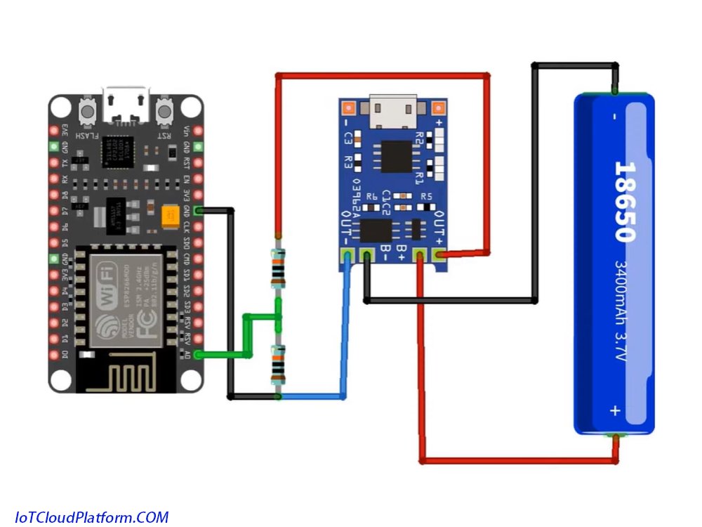 IoT Battery Monitoring System - ESP8266 and Arduino Project Development