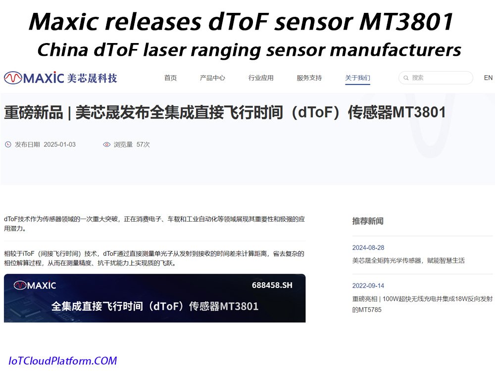 Maxic's official website releases dToF sensor MT3801