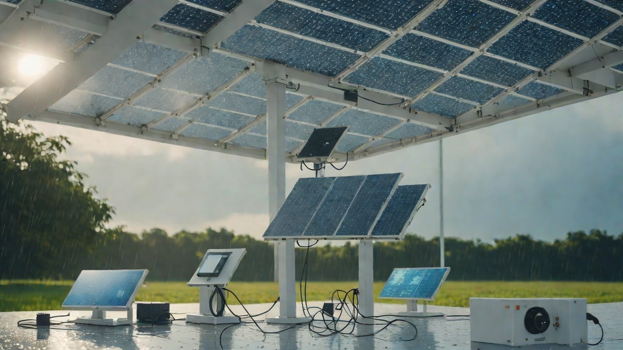 How can solar power ensure uninterrupted monitoring during prolonged periods of rain?