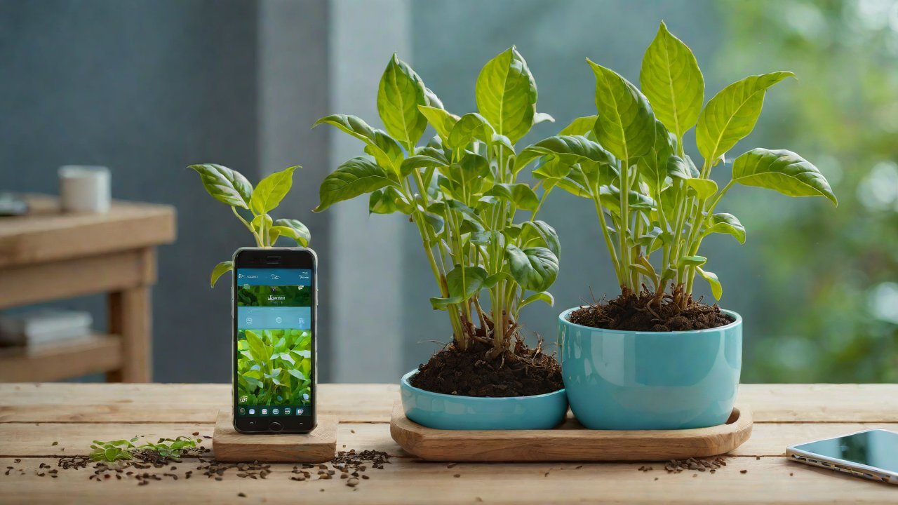 How can the Internet of Things (IoT) assist in achieving “watering when dry” during the flower seedling stage?