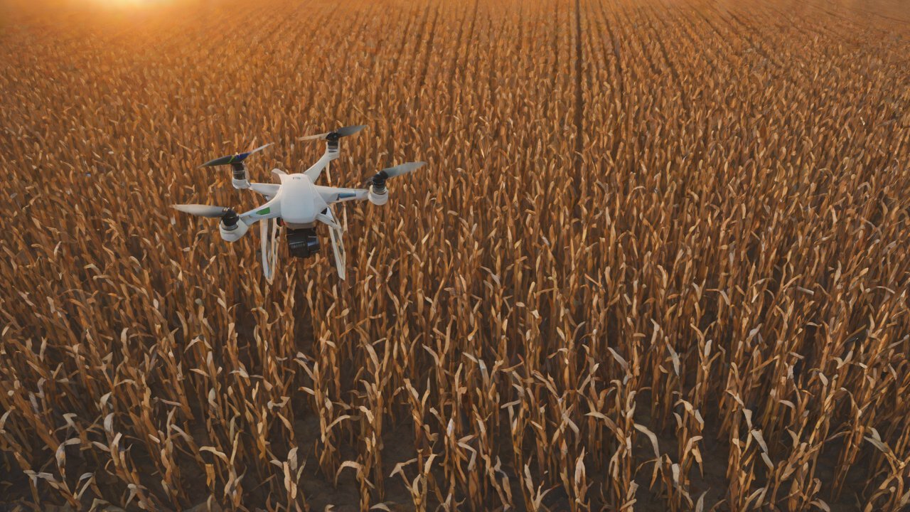 How can drones assess crop drought stress in real time using infrared imaging?
