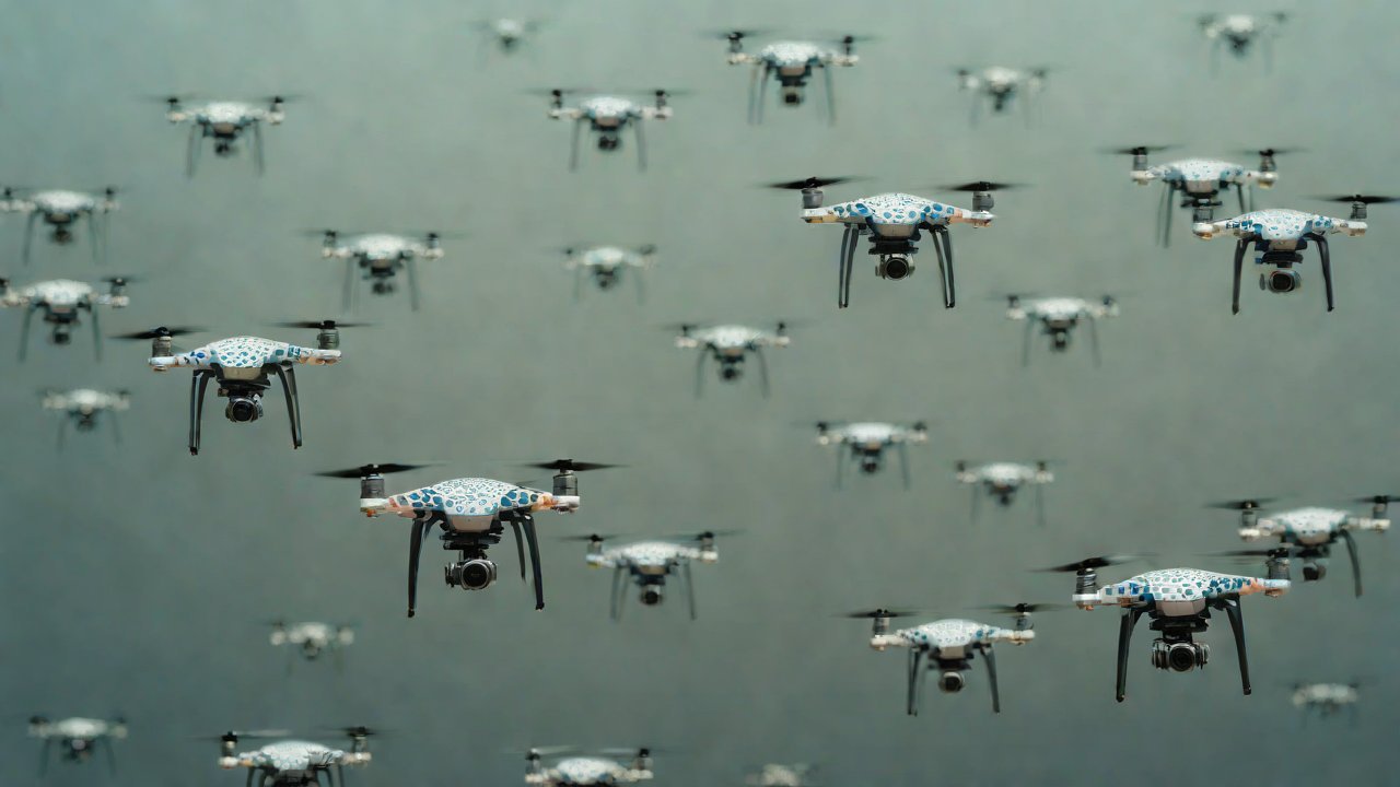 Can the operational trajectories of a drone swarm be identified by satellite like QR codes?