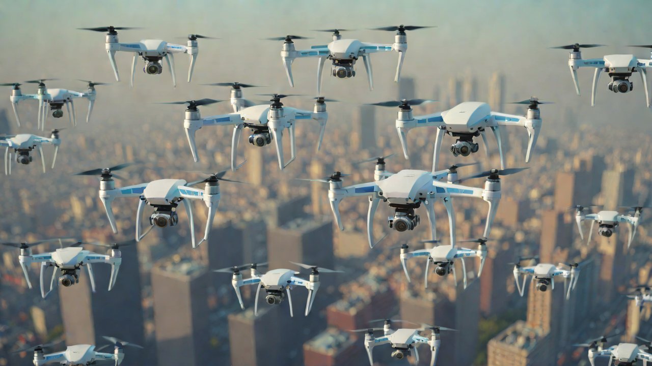 How can virtual fence functionality in swarm flight prevent drones from accidentally entering non-operational areas?