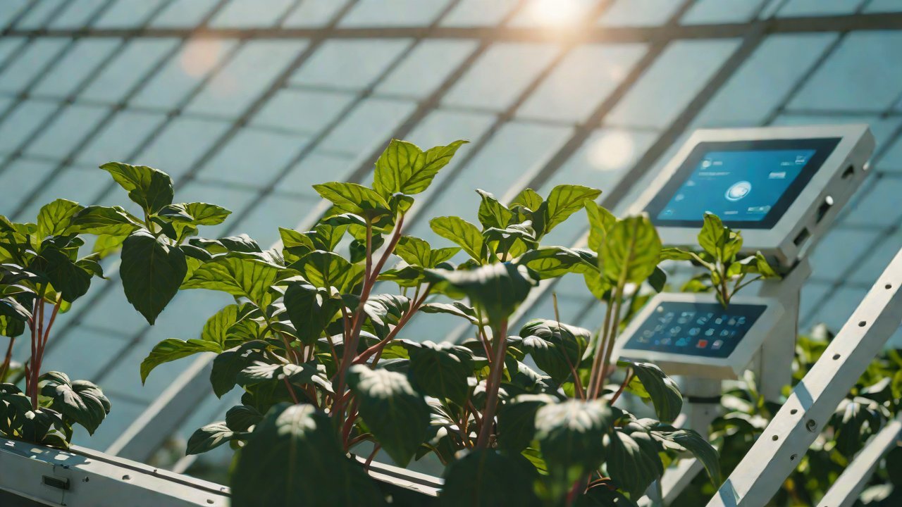 How do multispectral sensors monitor photosynthetically active radiation (RADR) in a greenhouse in real time?