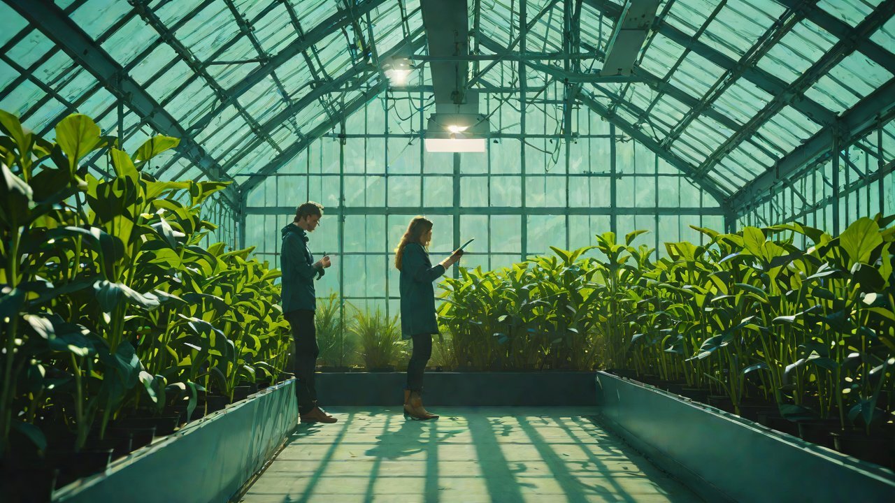 How do diffuse reflection light collectors assess crop light intensity in dark corners of a greenhouse?