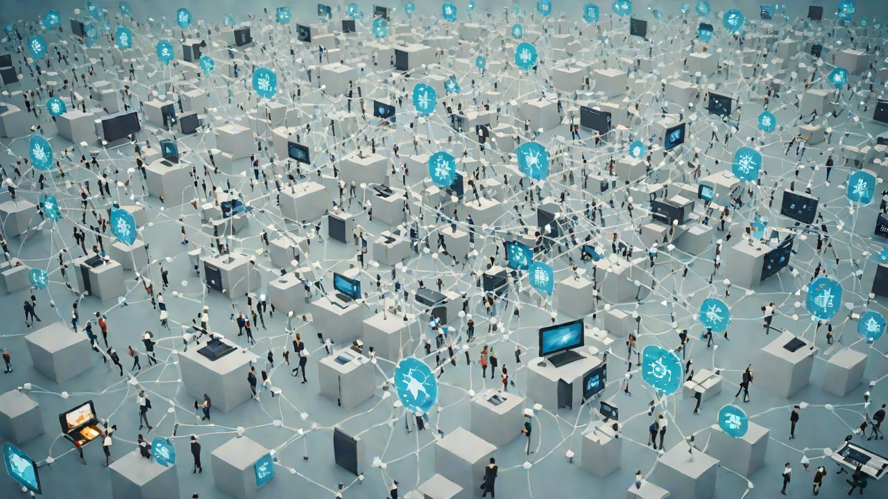 How can this distributed architecture support tens of thousands of devices sharing a single digital world?